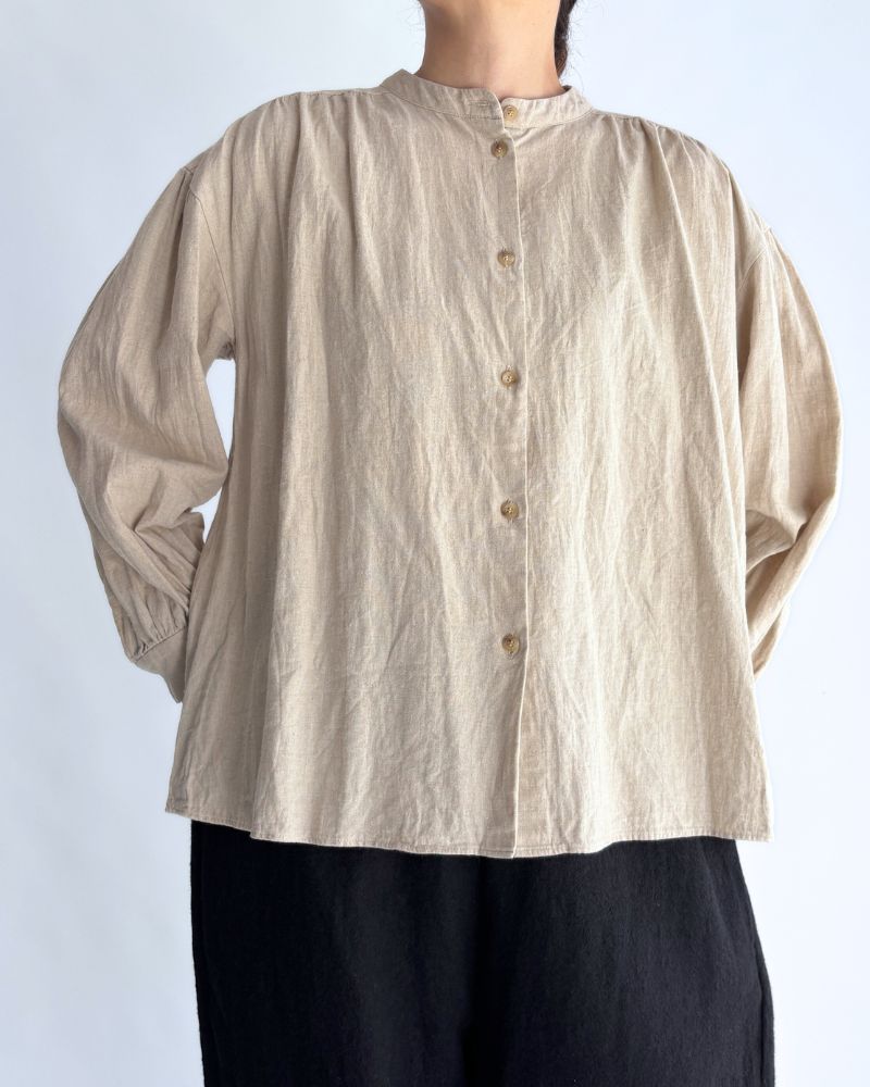 Camille Band Collar Shirt in Natural