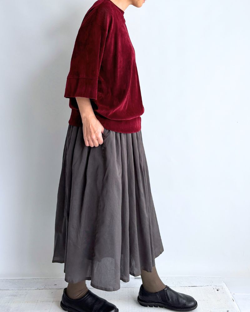 RAJASTHAN TUCK GATHERED SKIRT WITH LINING in Gray