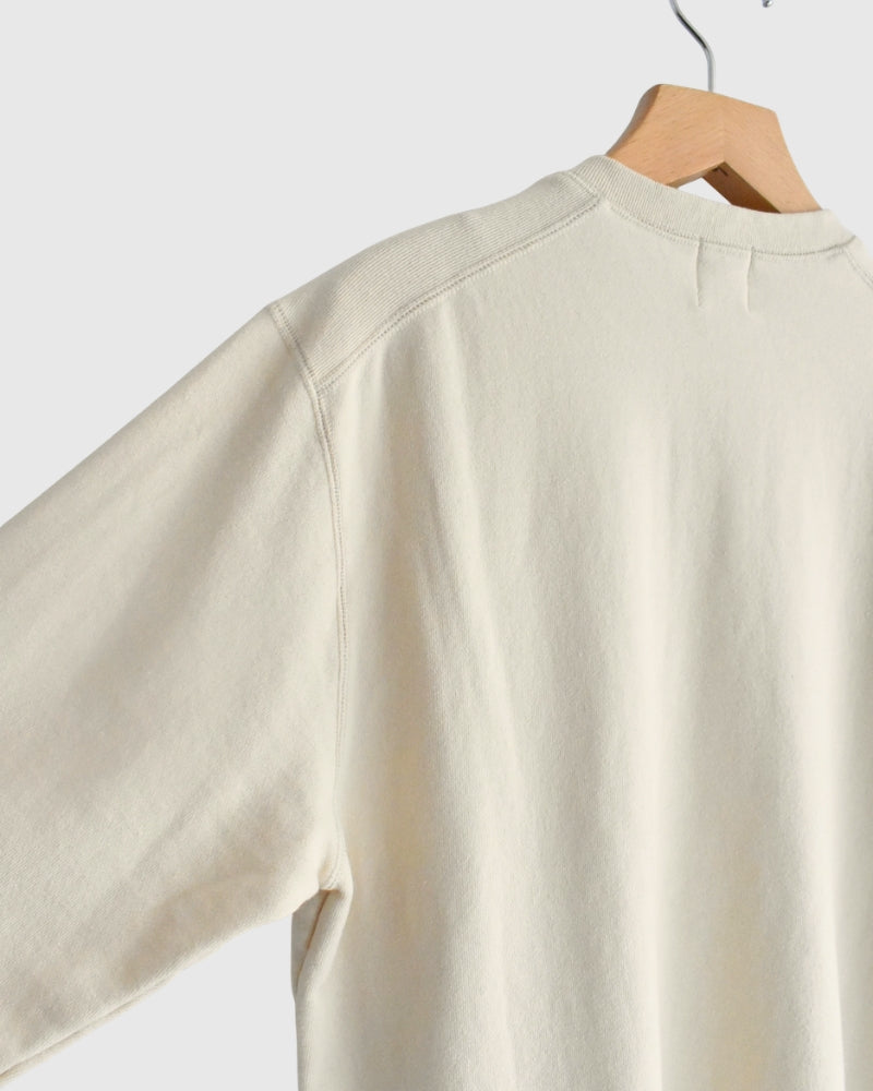 Recycle/Organic Henley Neck Sweatshirt in Ivory