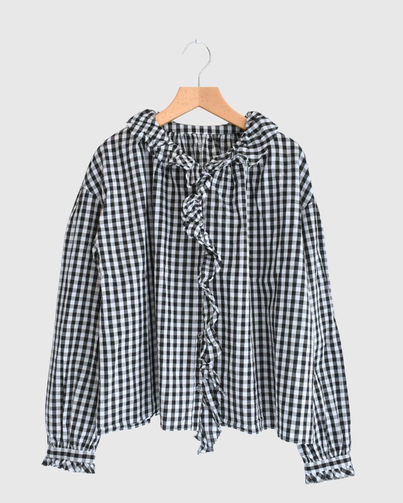 Frill Blouse in BlackCheck
