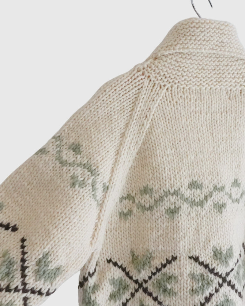 Wool Hand Knit Cardigan in White