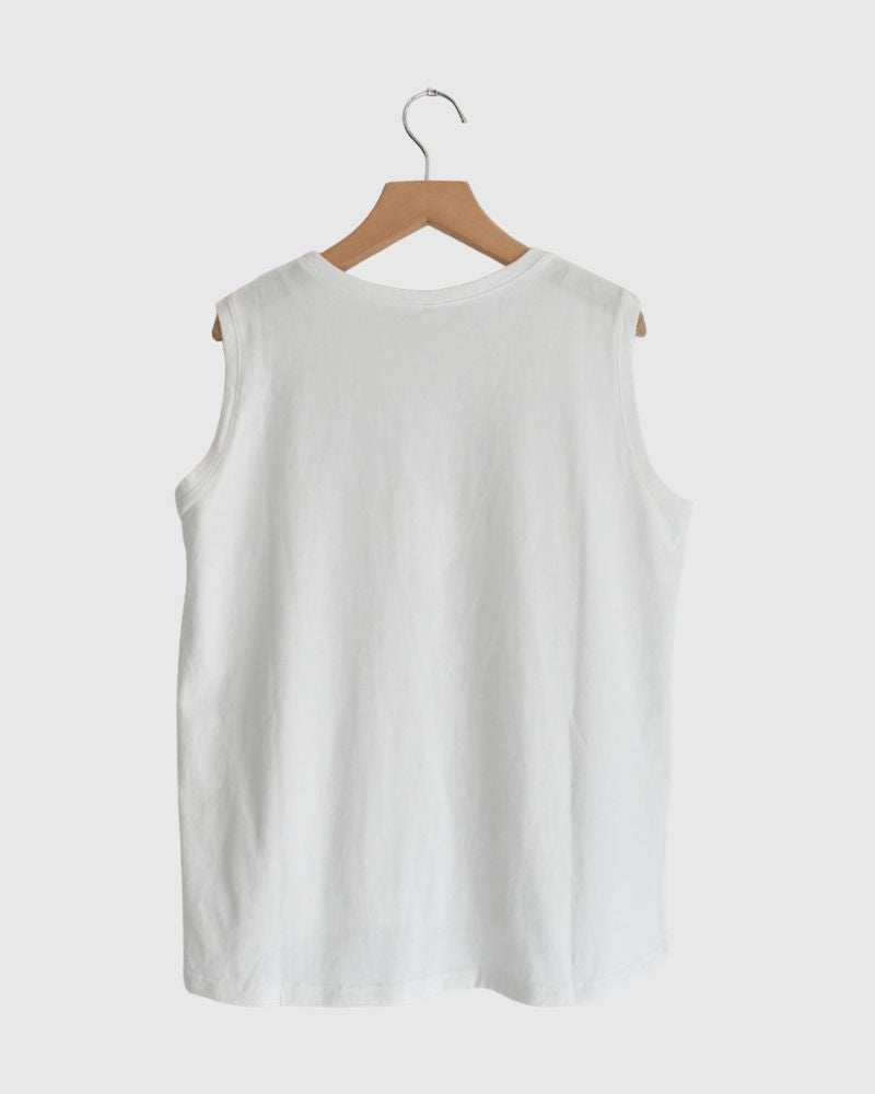 Sleeveless Drawstring T-shirt White