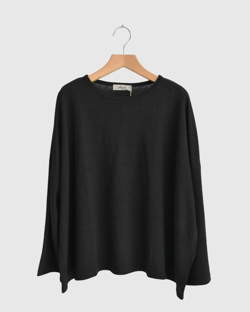 Linen Jersey Pullover in Black