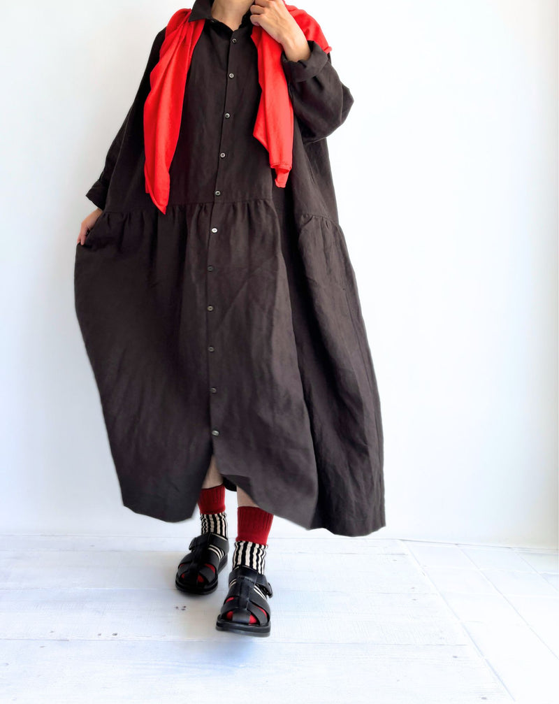 Colored Linen Dress in Black