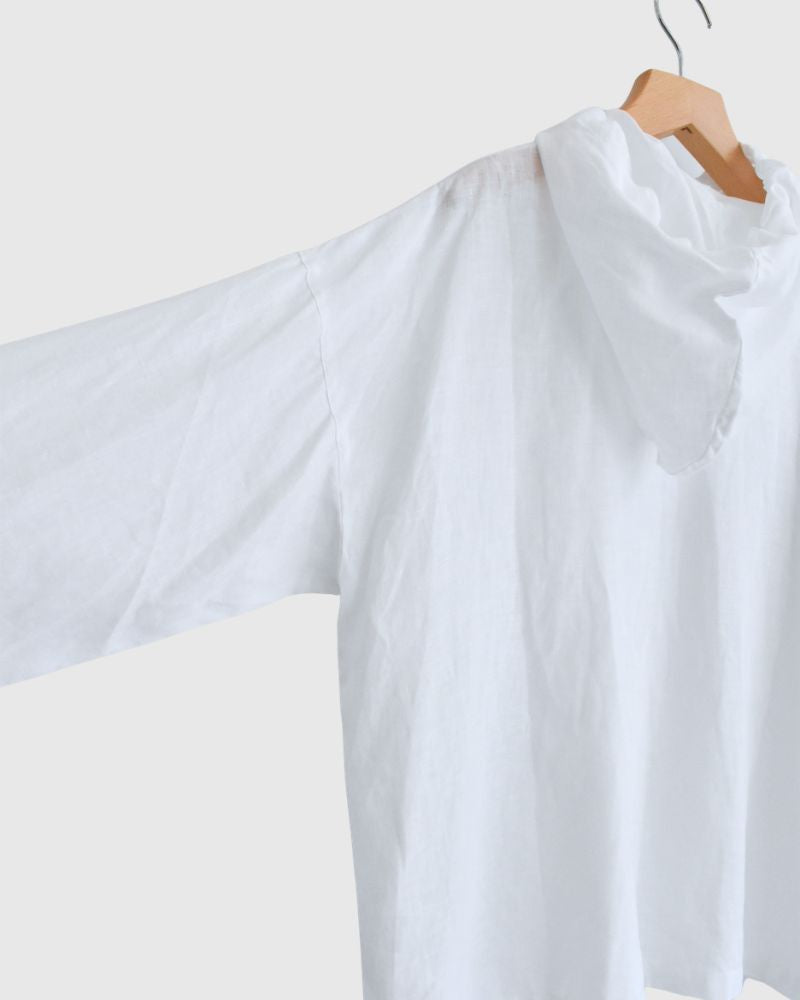 Hoodie Shirt (LINEN) in White