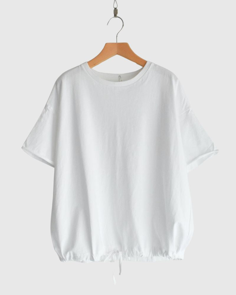 Cutoff Drawstring Tee in White