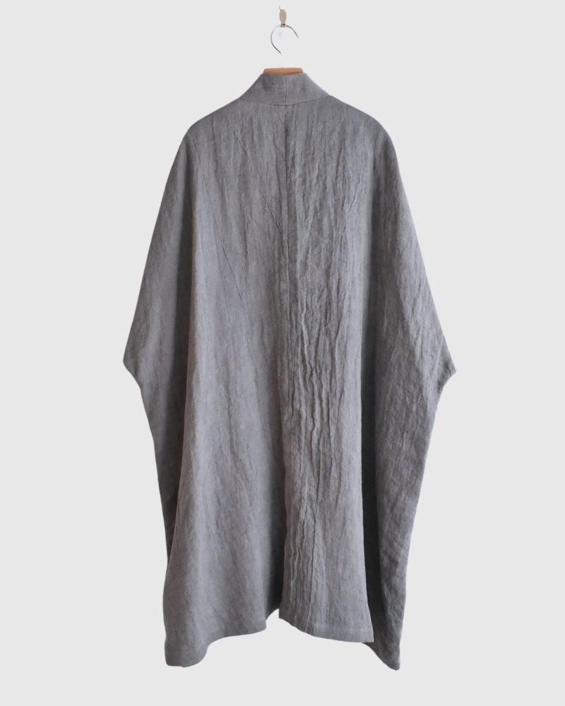 Linen Hemp Dolman Coat in Sumi