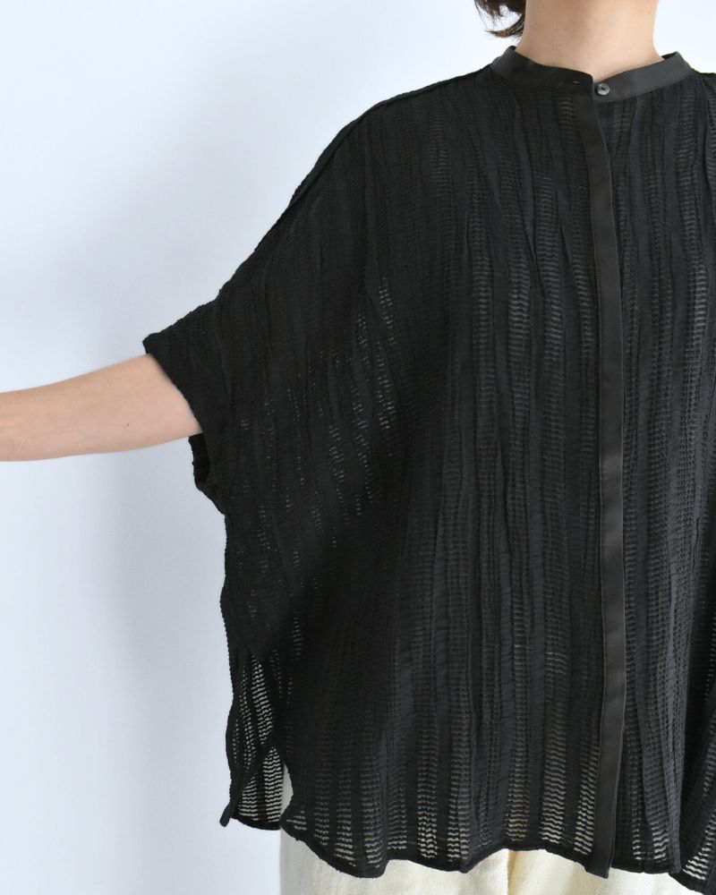 Wide Square Blouse in Black