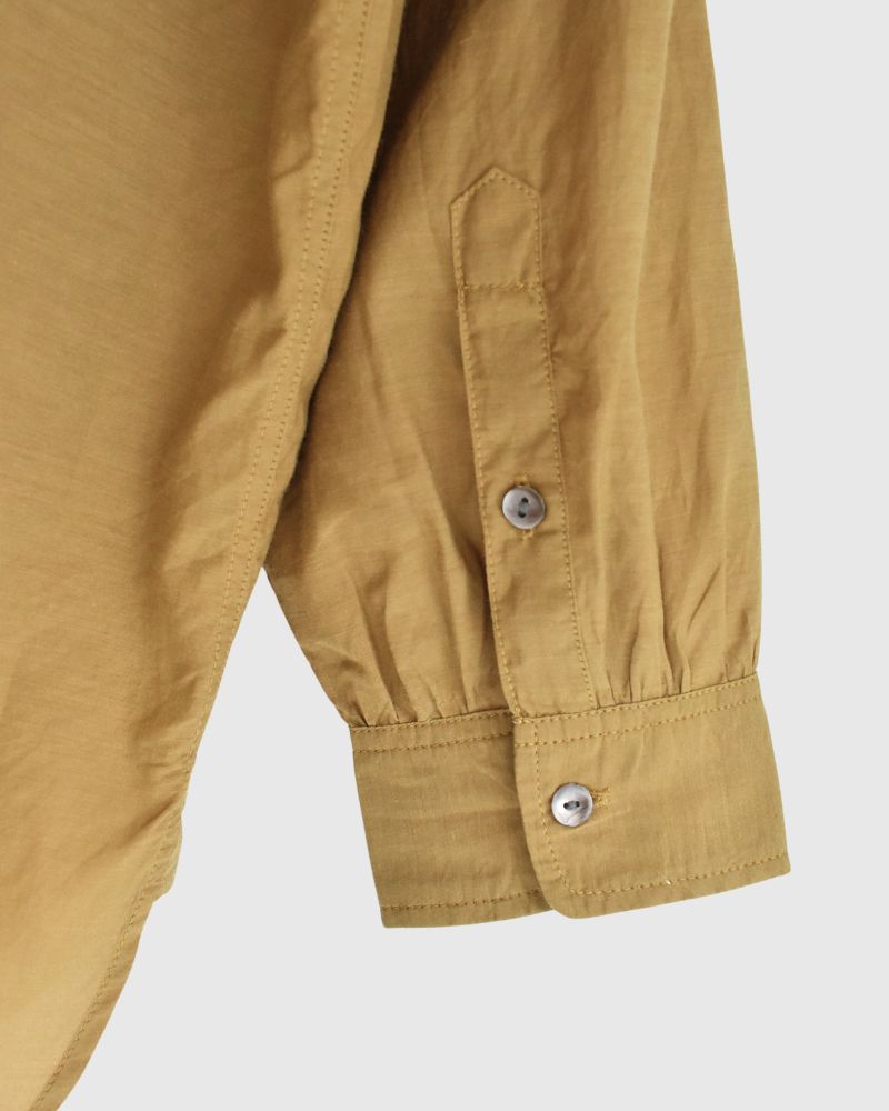 BANGALORE COTTON/SILK PLAIN PULLOVER SHIRT in MustardYellow