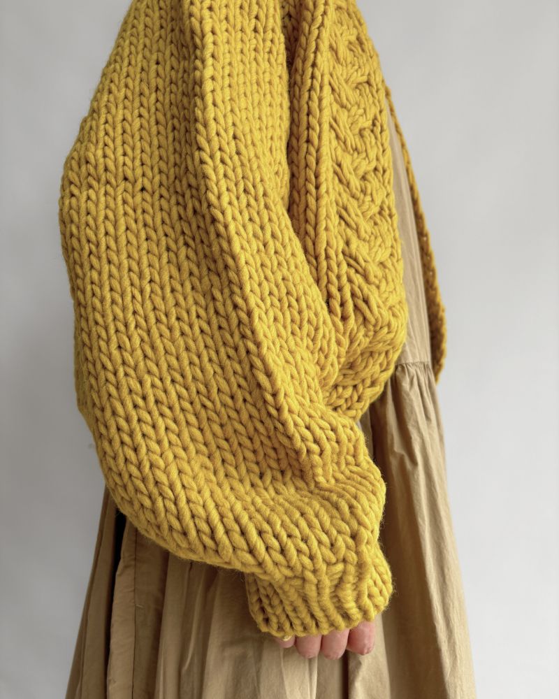 PERU Hand-Knit Short Cardigan in Yellow