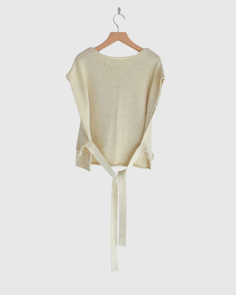 Ribbon knit vest in Ivory