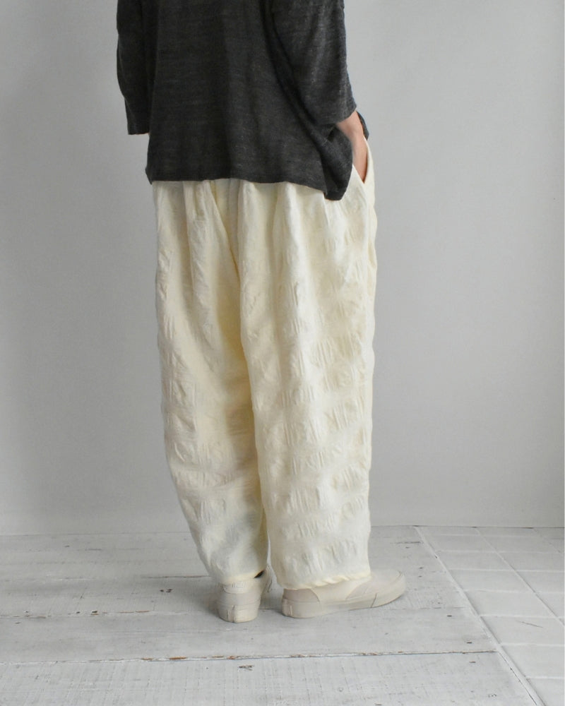 Wool Check Pants in Ivory