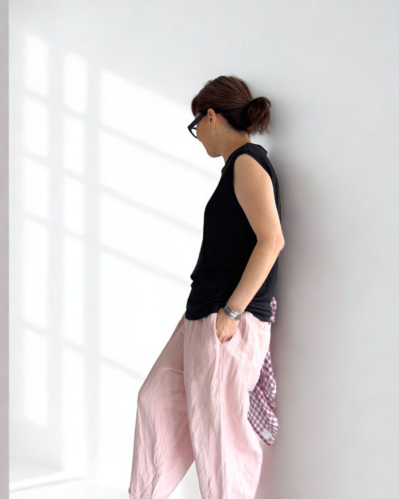 Linen Tank Top in Black