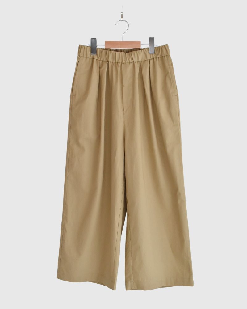COTTON/LINEN DYED WEATHER 2TUCK WIDE EASY PANTS in Beige