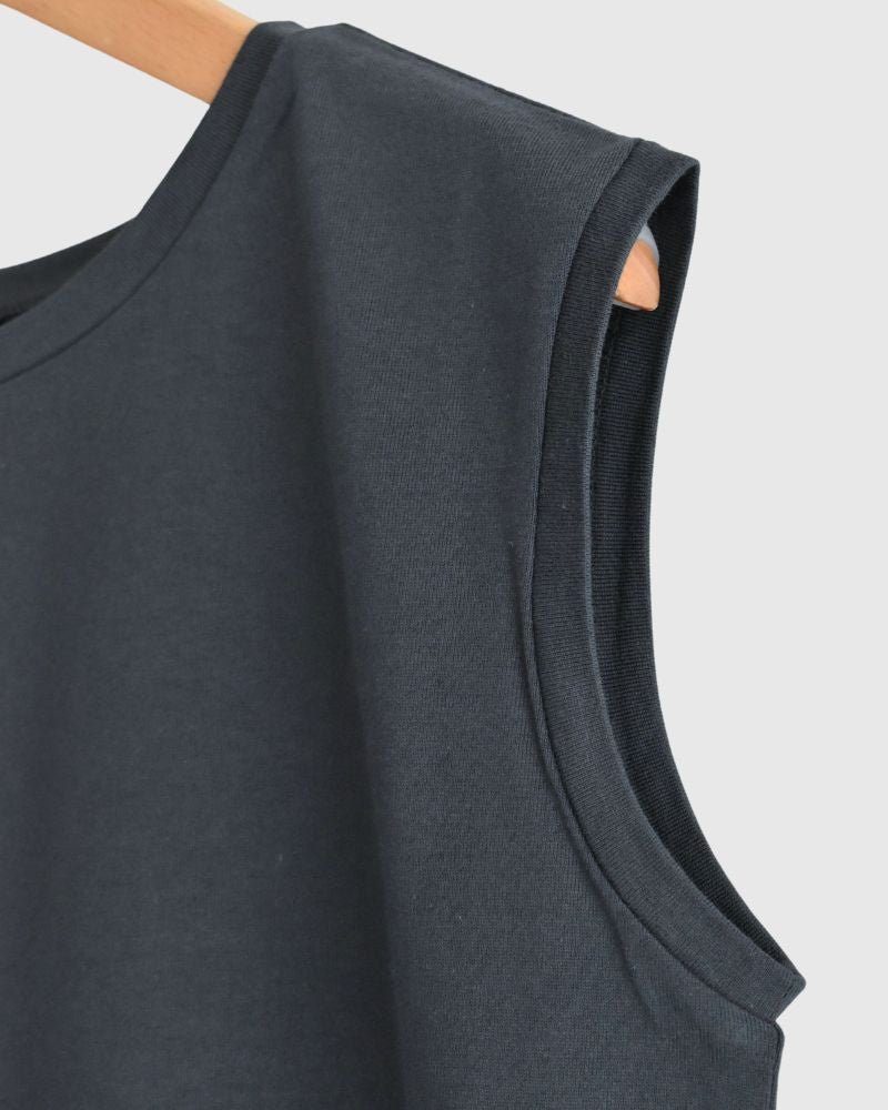 Crew Neck Tank Top in Charcoal