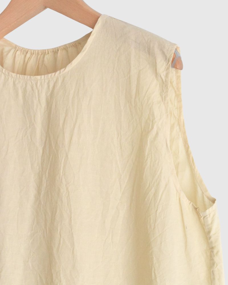 Inner Back Gathered Sleeveless Top in Ivory