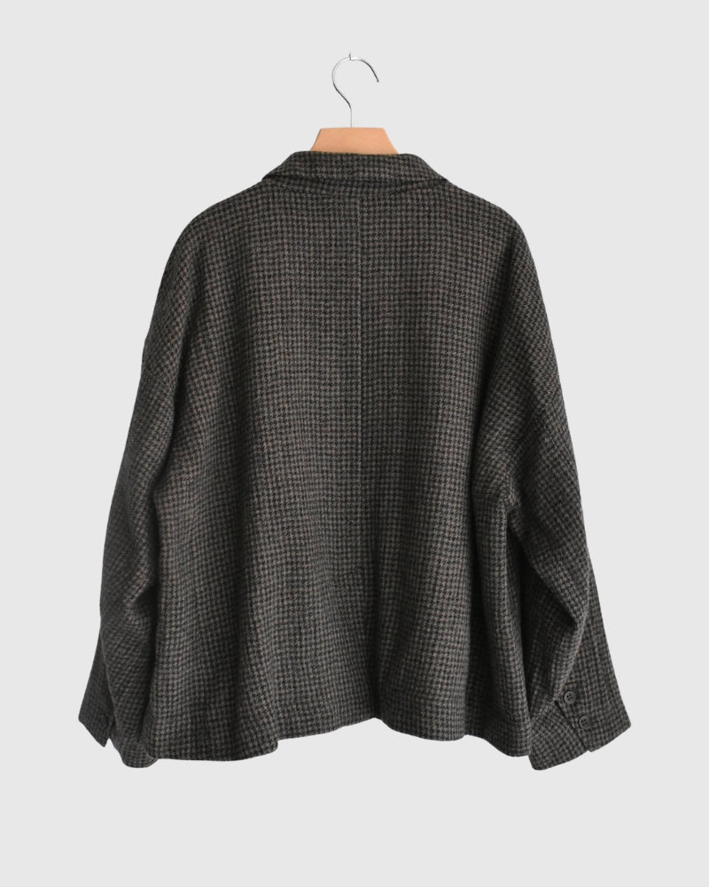 Wool Gauze Houndstooth Jacket in Mocha
