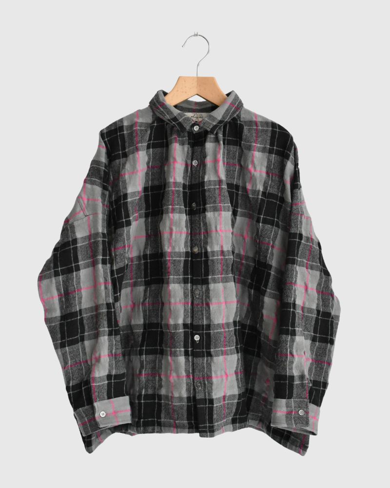 Cotton wool check shirt in Gray