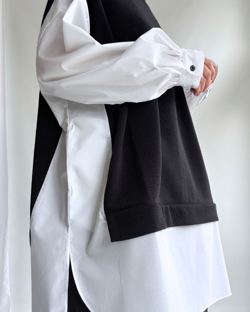 Knit combination top 'JOHA' in Black