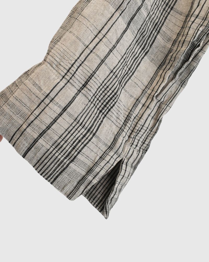 Linen Check Dress in Natural