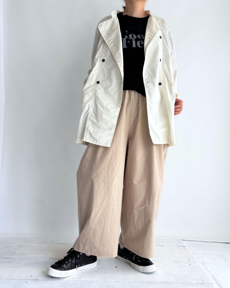 60s COTTON POPLIN OVERDYE STAND COLLAR DOUBLE BREAST JACKET in White