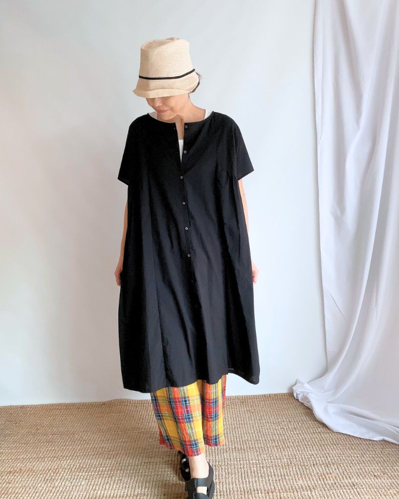 2WAY Layered Side Gathered Dress in Black