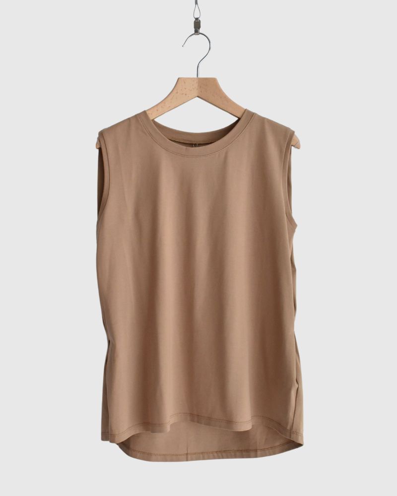 Shoulder Tuck Tank Top in Camel