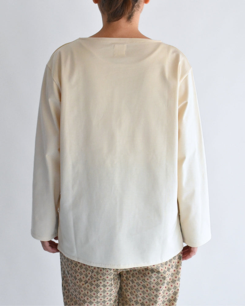 Giza Cotton Basque T-Shirt in Ivory
