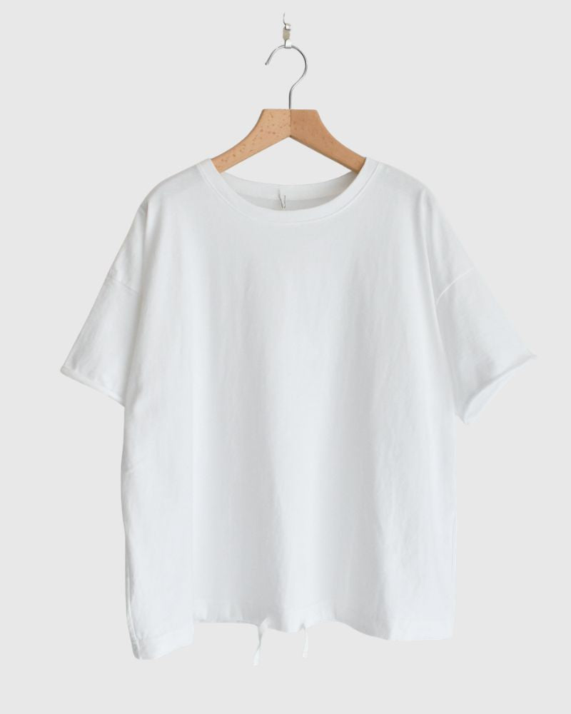 Half-Sleeve Drawstring T-shirt in White