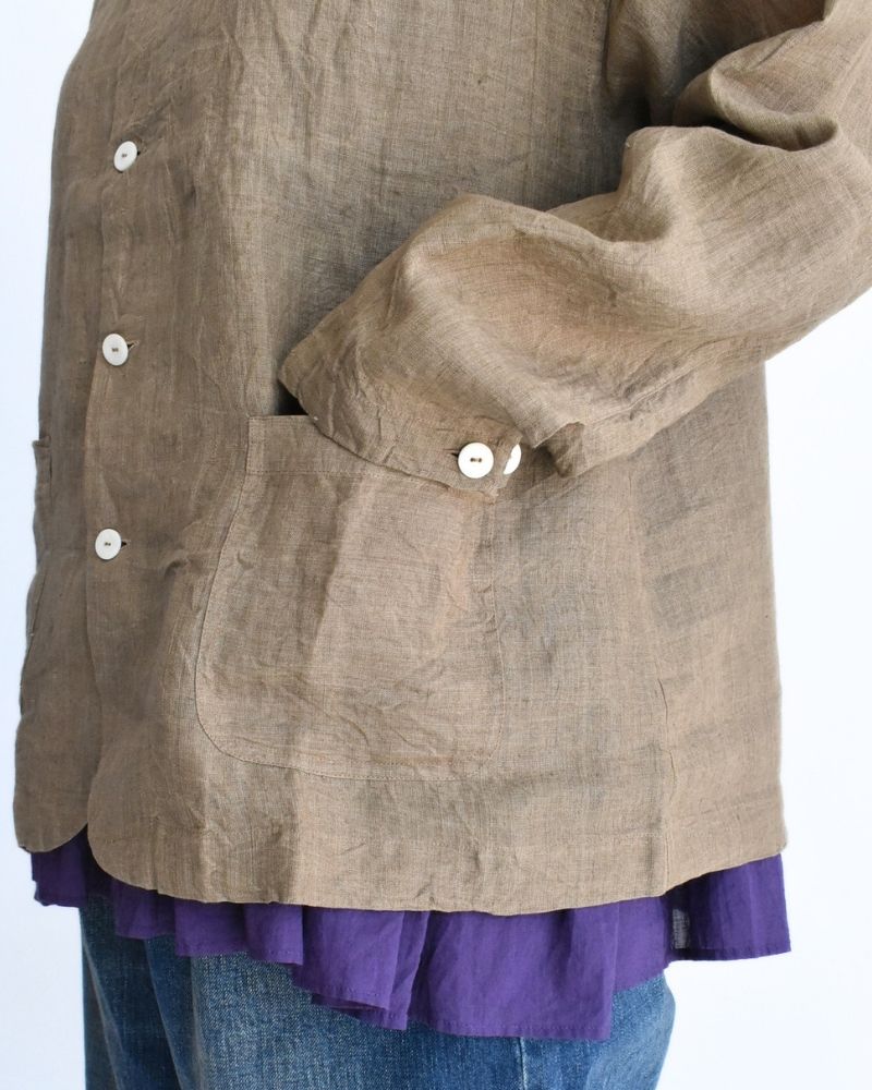 Handwoven 60x60 Linen Jacket in Beige