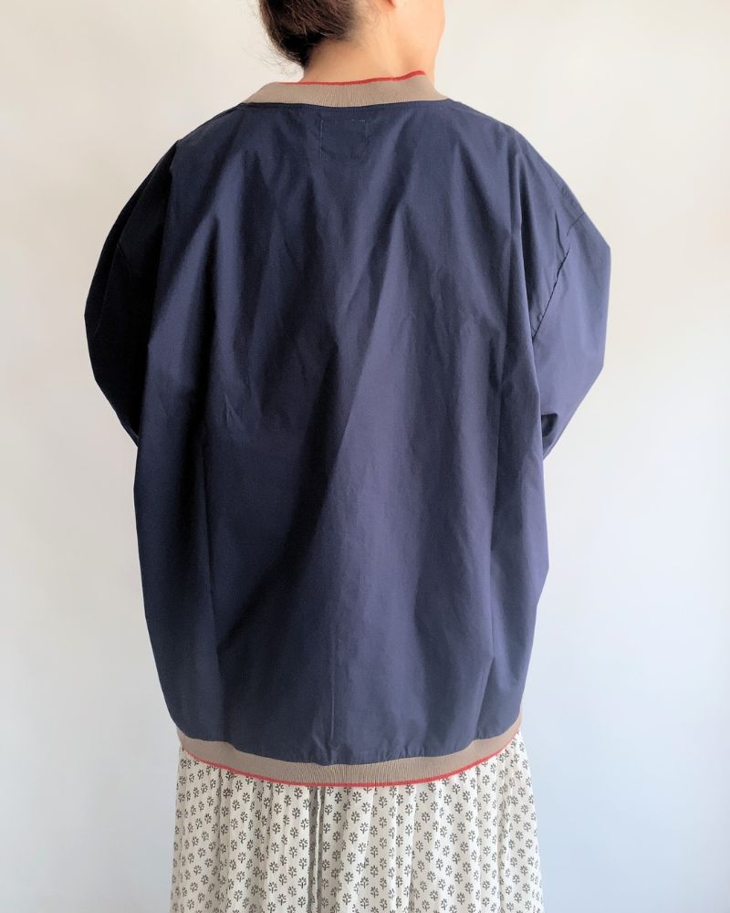 KNIT COLLAR TOP 'CHONS' in Navy