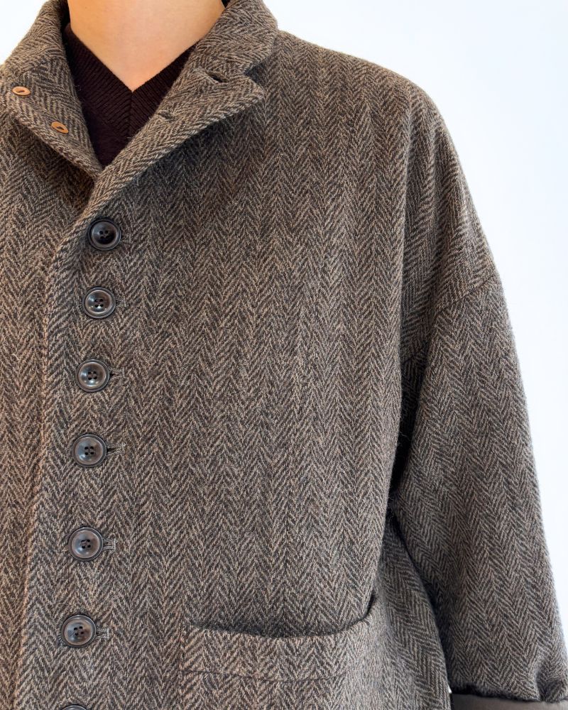 Wool Herringbone Wool Jacket in Brown