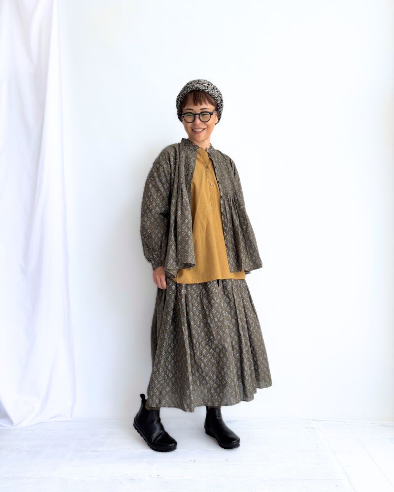 BANGALORE COTTON/SILK PLAIN PULLOVER SHIRT in MustardYellow