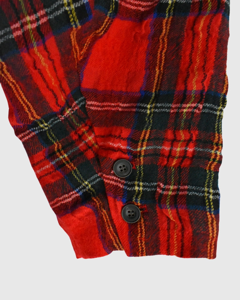 Cotton Wool Tartan Check Jacket in Red