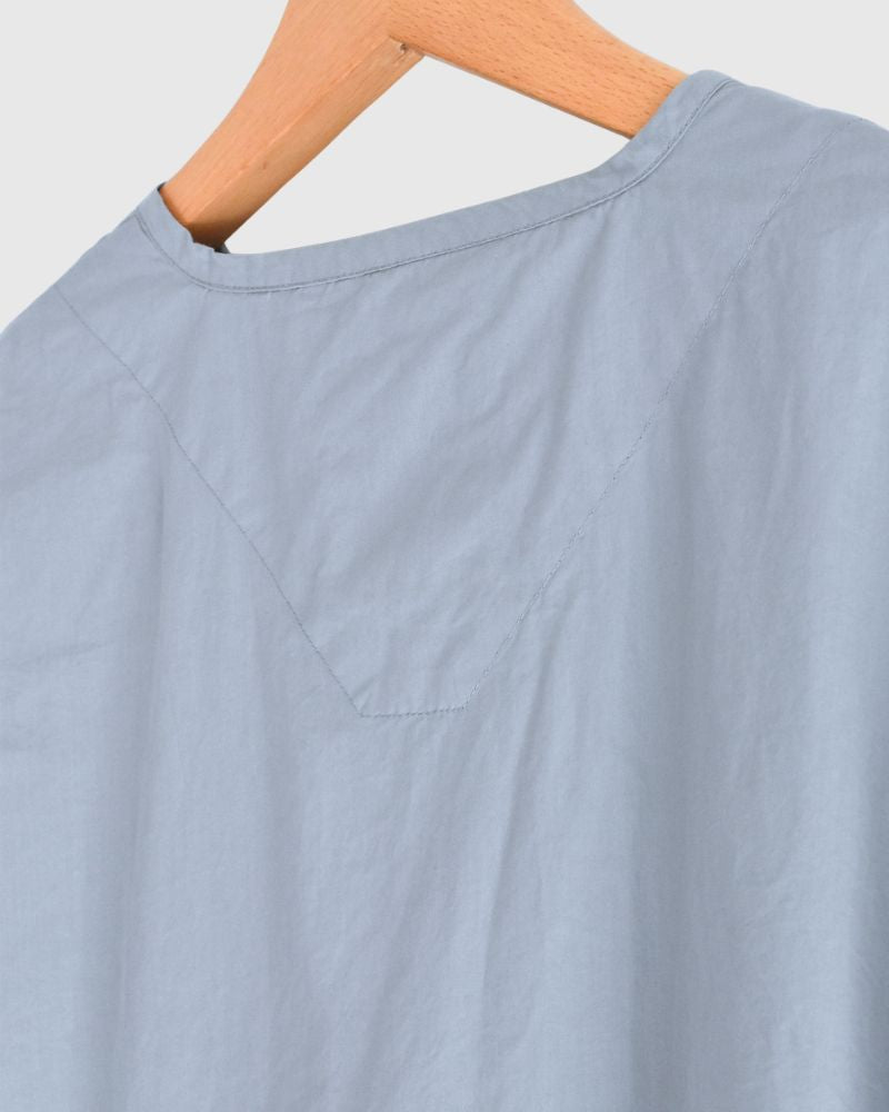 60s COTTON POPLIN OVERDYE HENRY NECK SHIRT in Blue