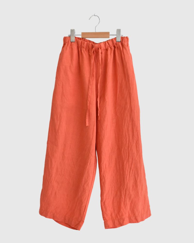 French Linen Wide Pants in Orange