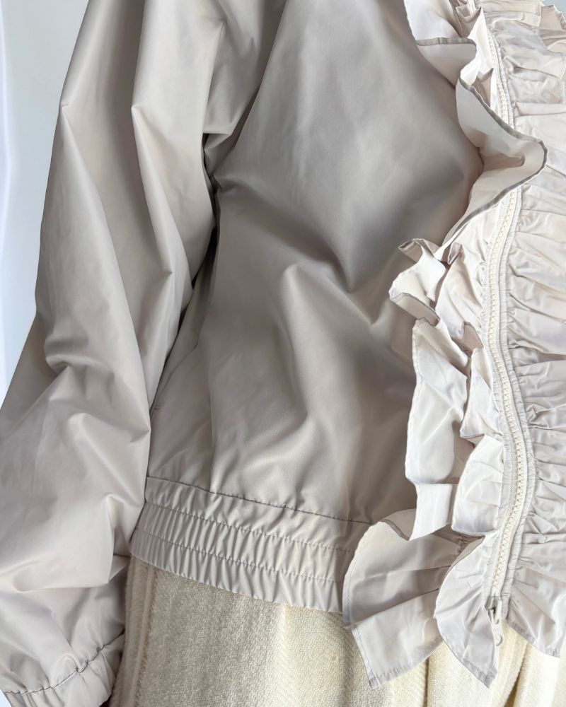 Front Frill Zip-Up Jumper in IceGray