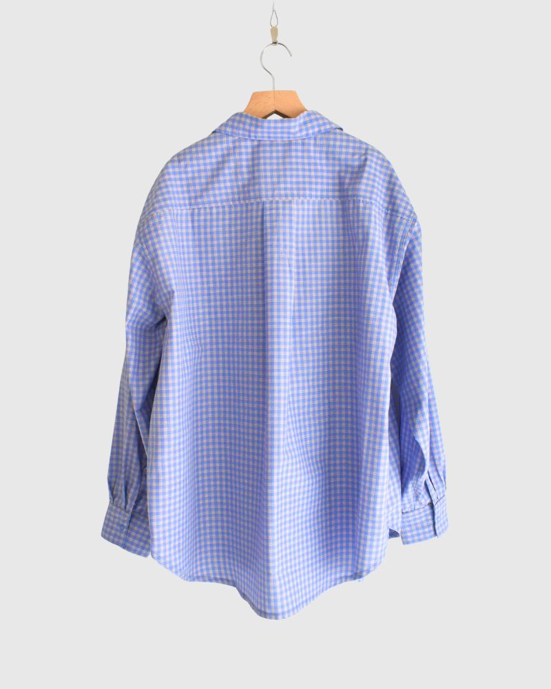 Chinese Button Check Shirt 'BRETON' in Blue