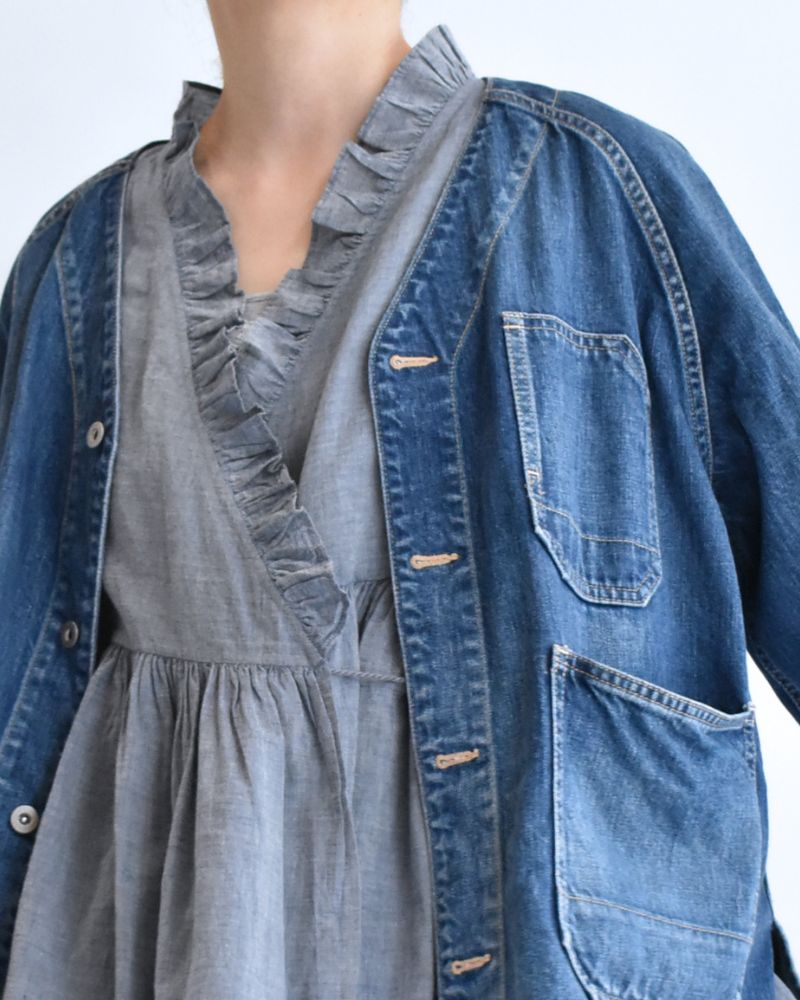 Frill Cache-coeur Shirt in Blue