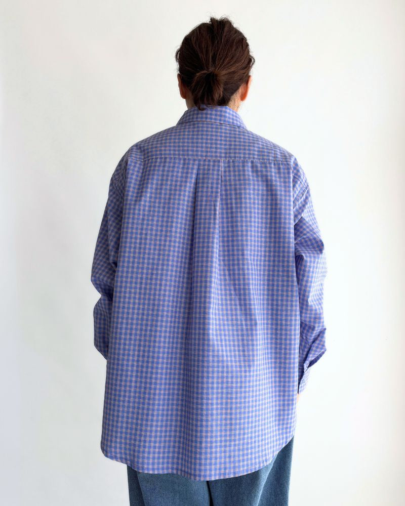 Chinese Button Check Shirt 'BRETON' in Blue