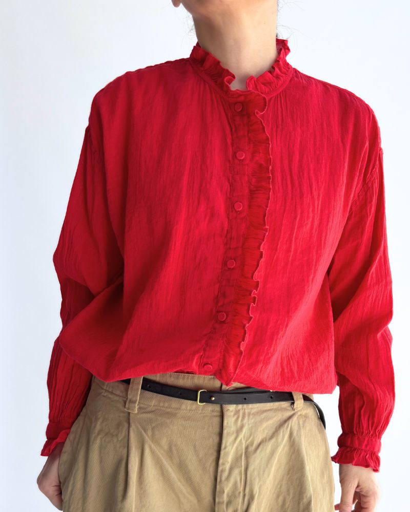 FRILL COLLAR SHIRTS in DeepRed