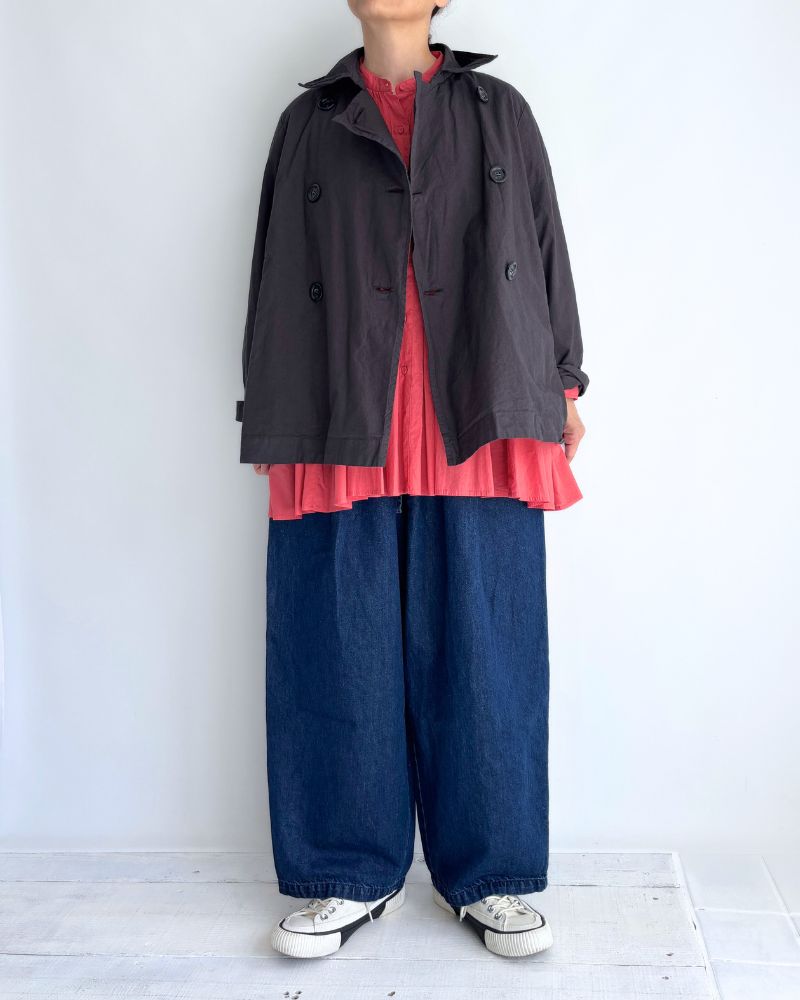 Double Button Short Coat in CharcoalGray