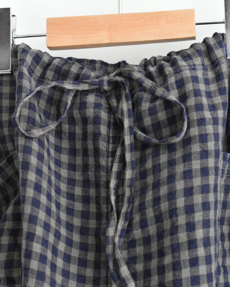 LINEN CHECK OVERDYE EASY SKIRT in SmokeGray