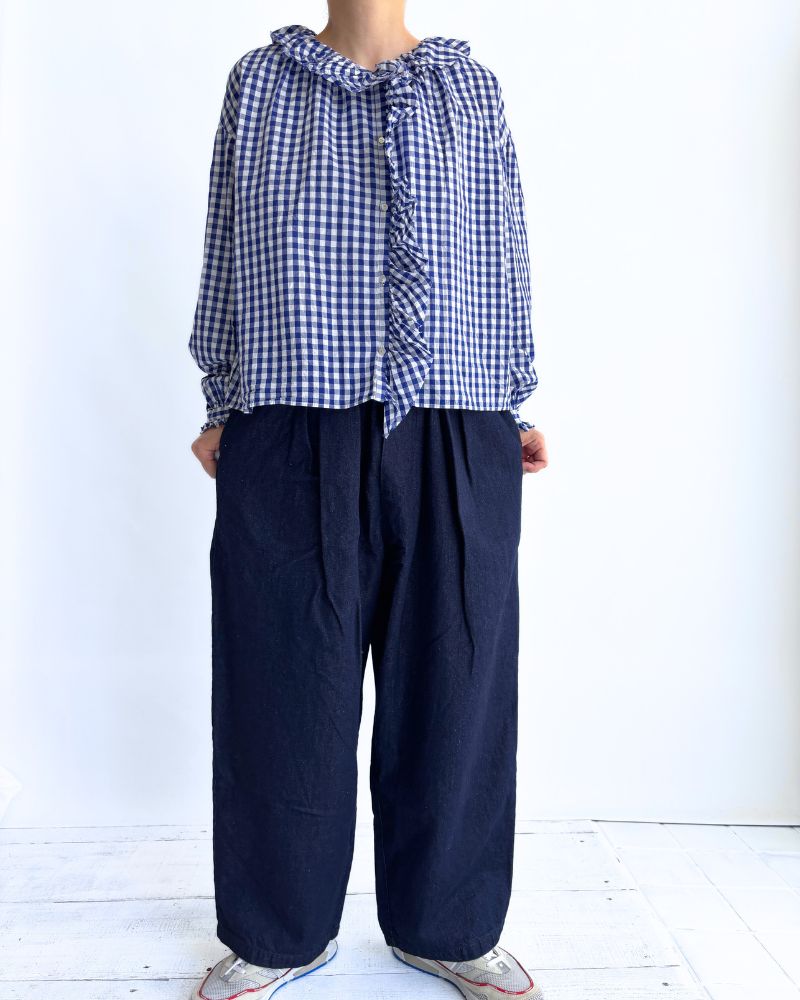 Frill Blouse in BlueCheck