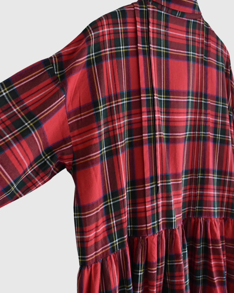 Indigo Tartan Foundation Shirt Dress in Red