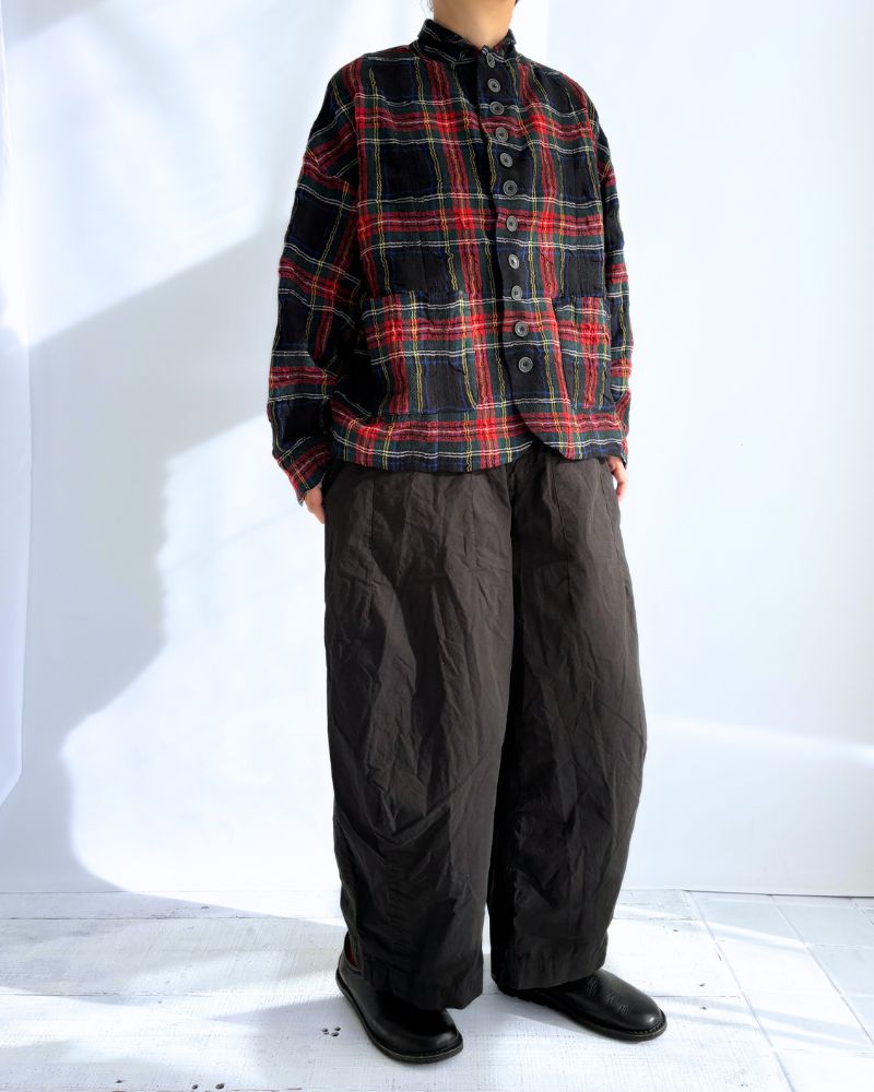 Cotton wool tartan jacket in Black