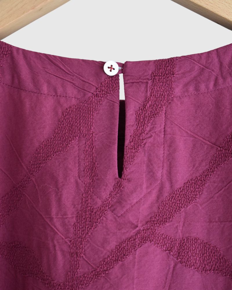 Panel Pullover Blouse (Embroidered) in Rose