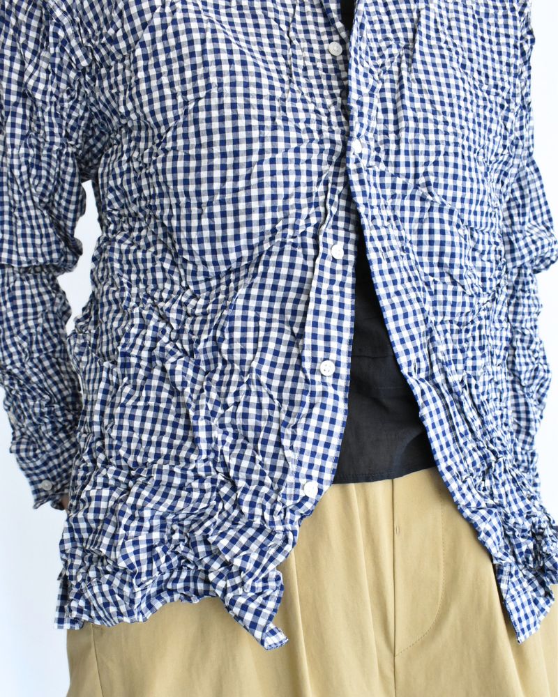 Regular Collar Long Sleeve Shirt in BlueGingham