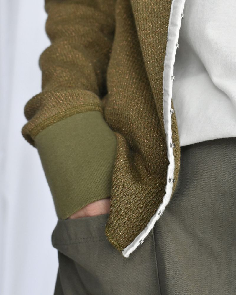 Lame Thermal Remake Cardigan in Khaki