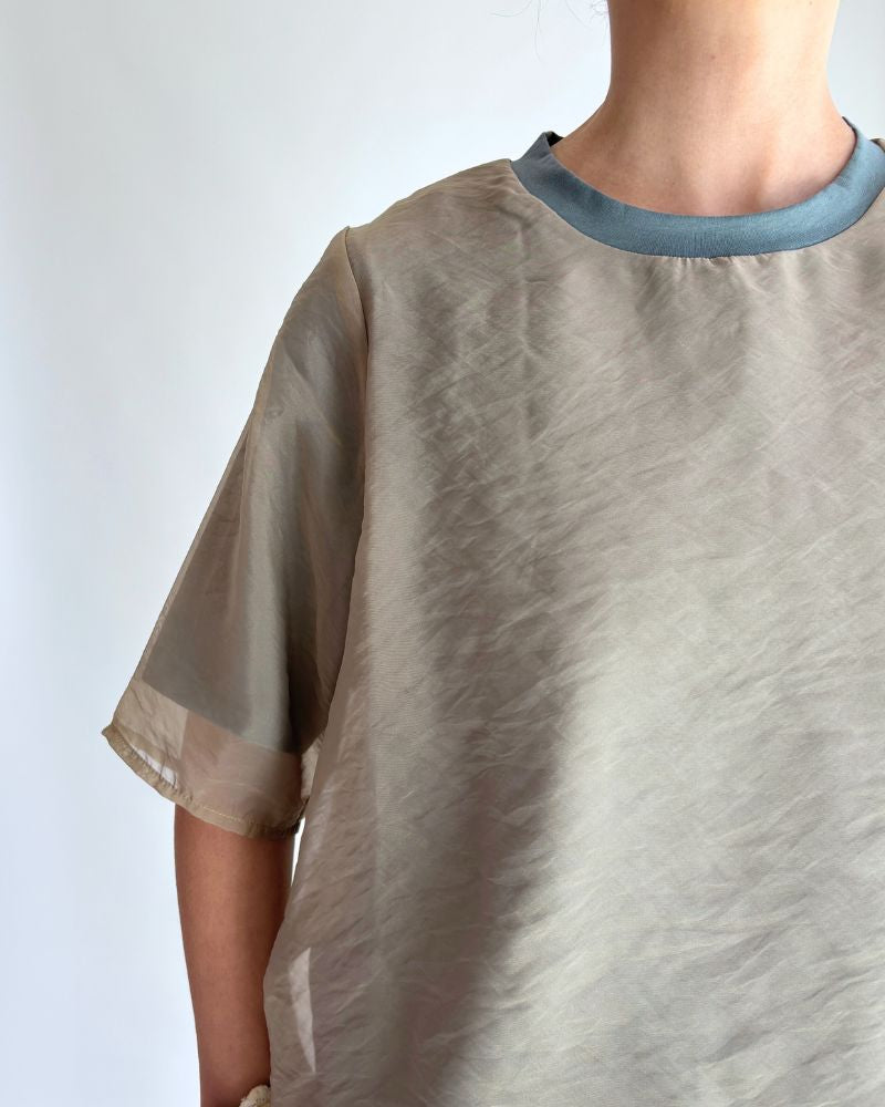 Sheer Layered Top ‘SAN’ in KhakiBeige